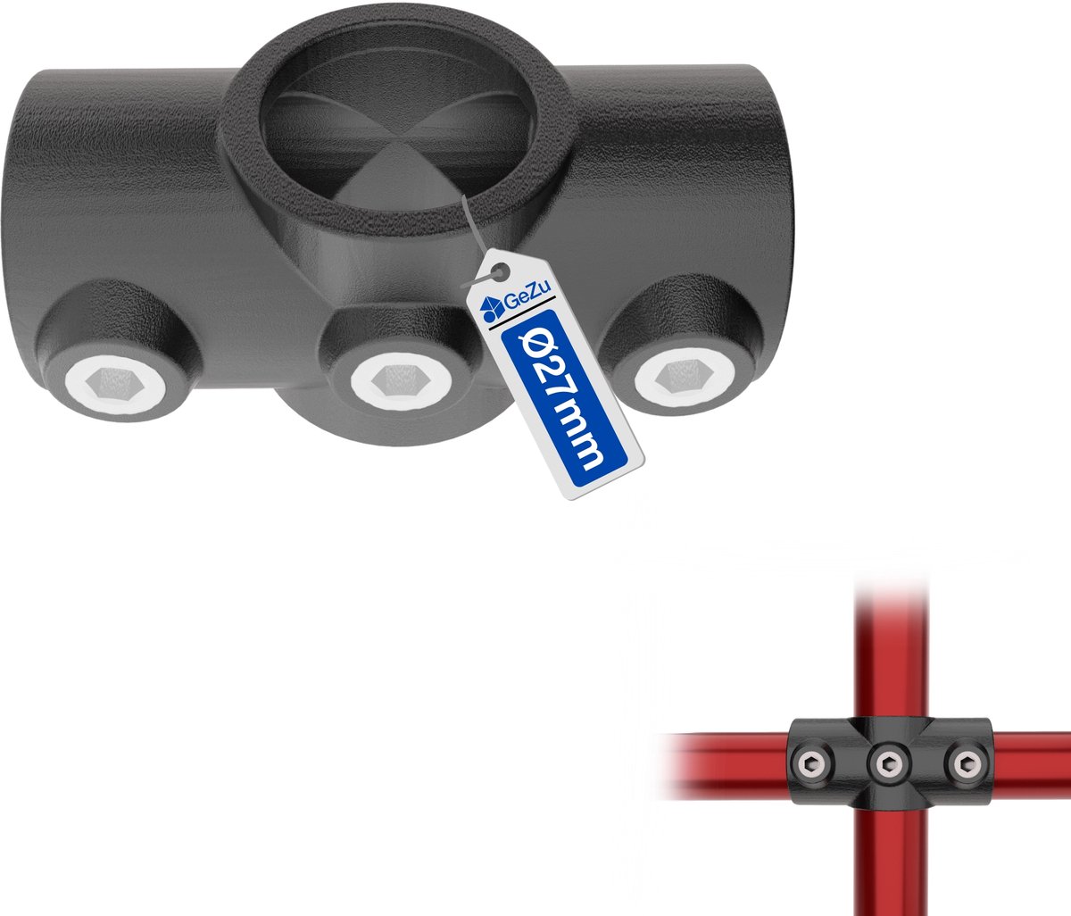 GeZu Impex Gegoten Kruisstuk Kee Klamp 27mm Thermisch Verzinkte Zwart