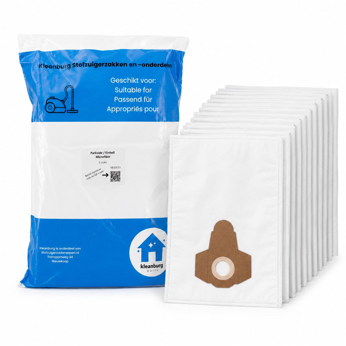Kleanburg® - Stofzuigerzakken - Geschikt voor Parkside / Einhell - Microfiber - 10 stuks
