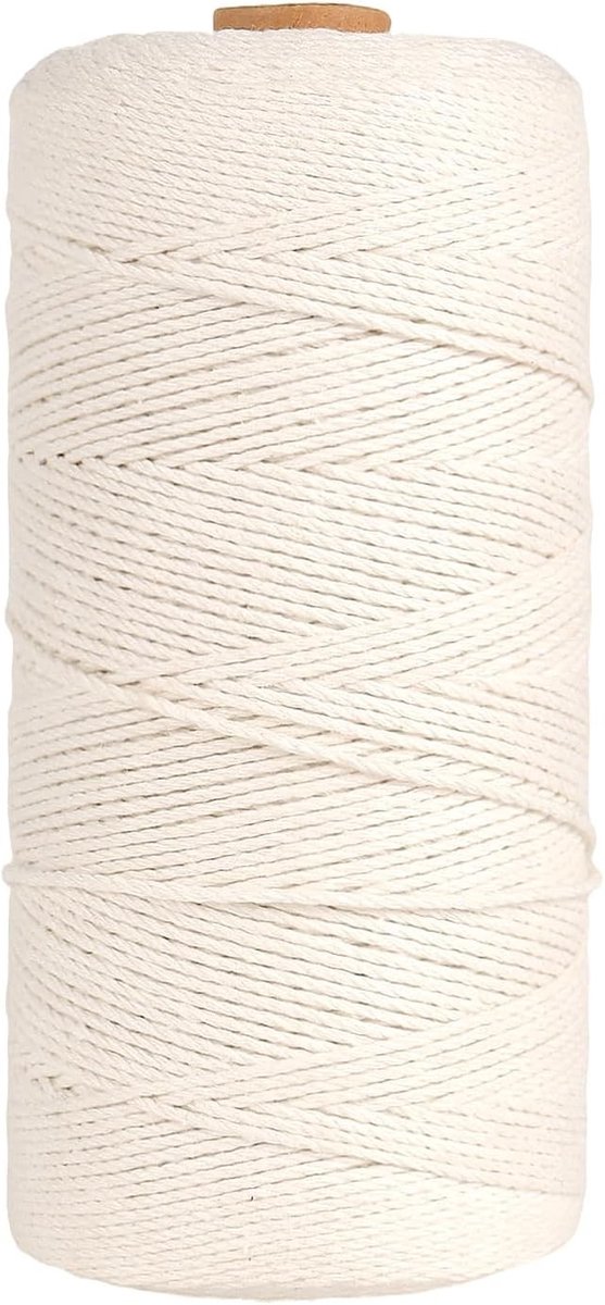 Katoenen touw 1mm wit koord, 400m lengte voor keuken, trussing, bakken en creatieve projecten