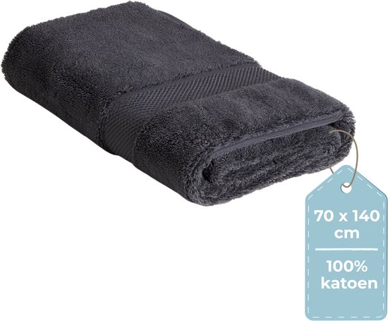 HUSH Living Badhanddoek - 70×140 cm - 100% katoen - zware kwaliteit 500g/m2 - Antraciet