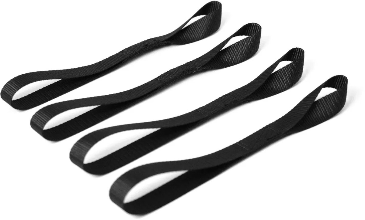 Set van 4 Lussen Spanbanden 1,2 Ton – 32 cm x 25 mm – Losse Straps met 2 Lussen – Zwart