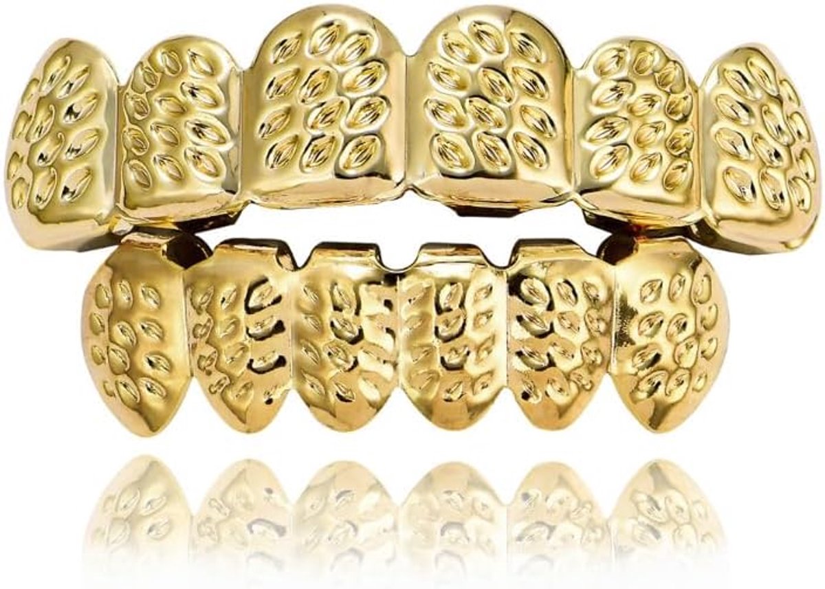 Gouden Tanden - Hip Hop Grillz - Feest Accessoire - Verstelbaar met Was - 5cm en 4cm - Goud