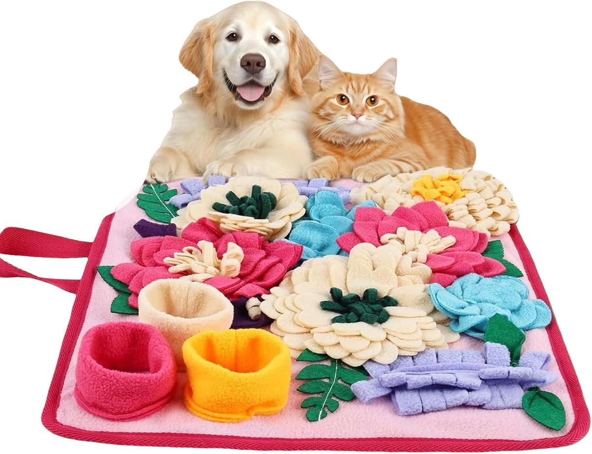 Honden Snuffelmat - Voermat - Mentale Stimulatie - Opvouwbaar Antislip - 39x34cm - Rood