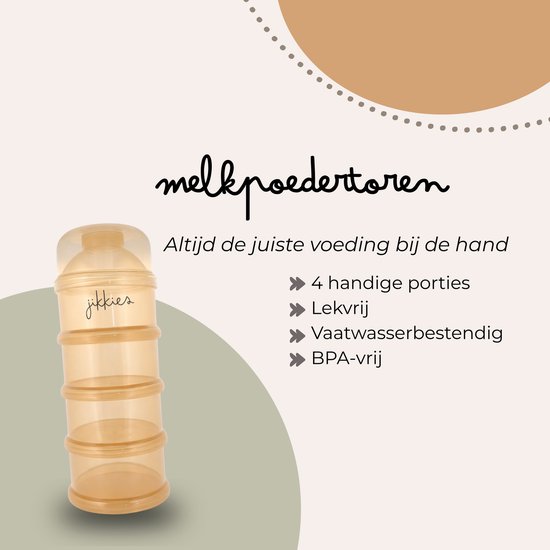 Jikkies ® - Melkpoeder doseerdoosjes - SET Beige & Taupe - Melkpoeder bewaarbakjes - Melkpoeder toren - Melkpoedertoren - Melkpoederdoos - Dispenser - 4 lagen - BPA FREE - Getest op EN14372 van Jikkies — afbeelding 2