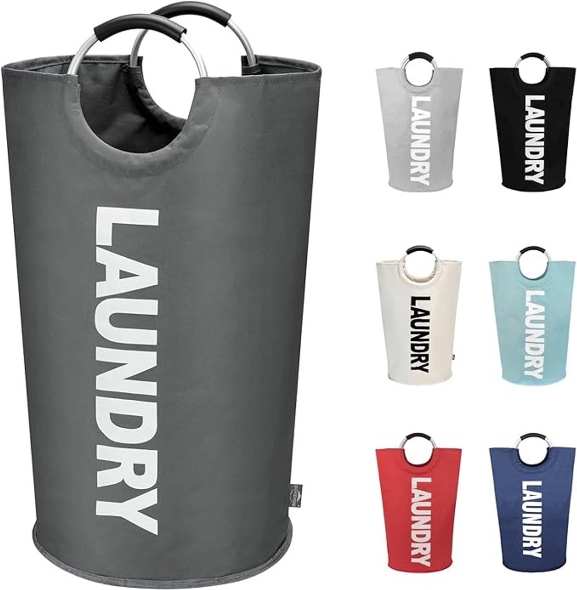Inklapbare Wasmand 90L - Opvouwbare Waskorf - Donkergrijs
