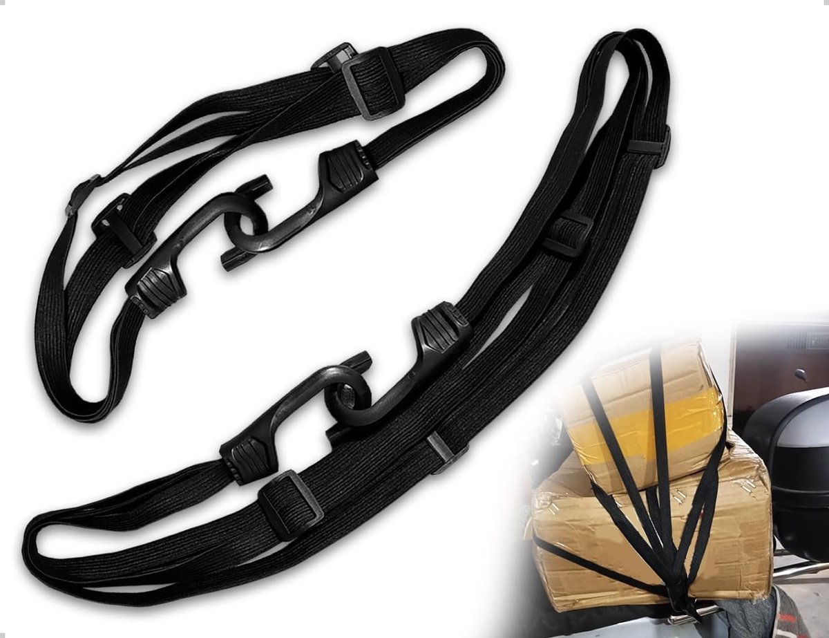 Bagagespanners Fiets - Bagageriemen Spanners - Bagage Vervoeren - Verstelbare Gesp - 2 Stuks - Zwart
