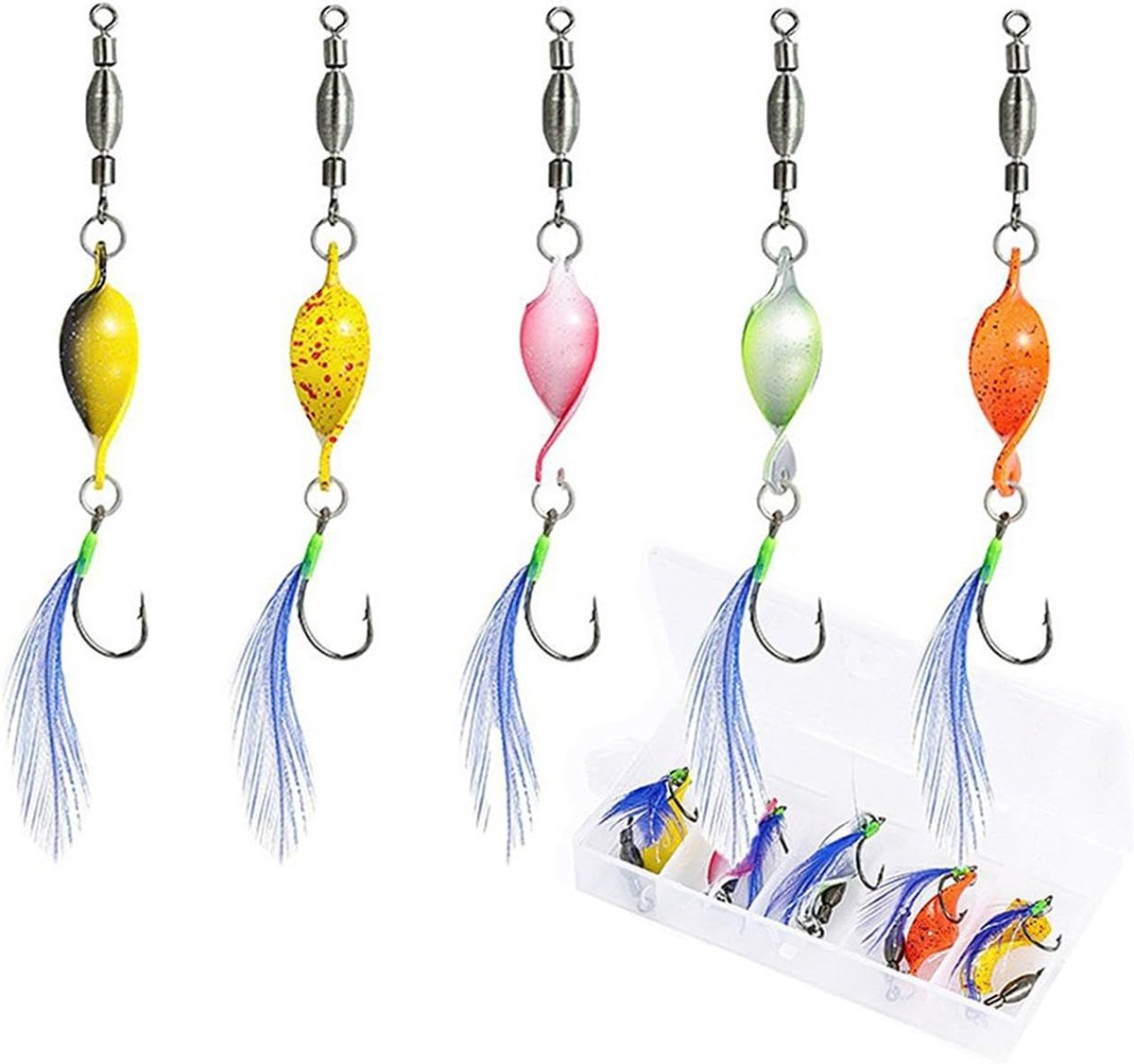 Vissen met 5-delige Lepelset voor Forel - Kunstlepel voor Snoekbaars en Perch met Opbergdoos