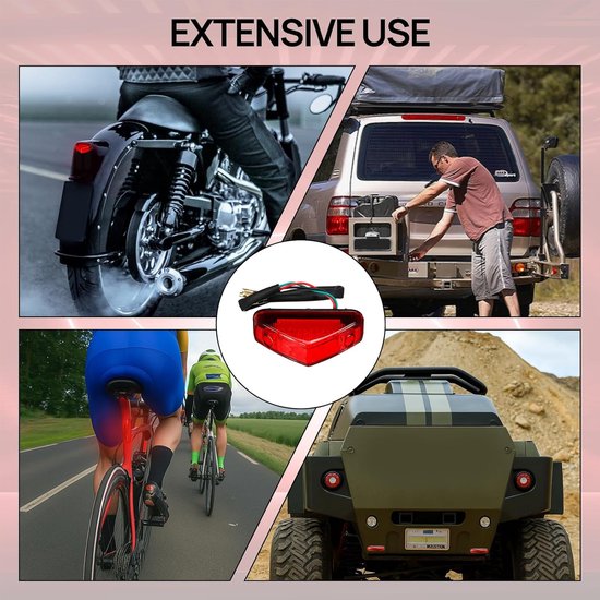 Motorfiets Achterlicht - LED Remlicht - Veilig Zichtbaar - Geïntegreerd 3-in-1 - 12V - Rood — afbeelding 4