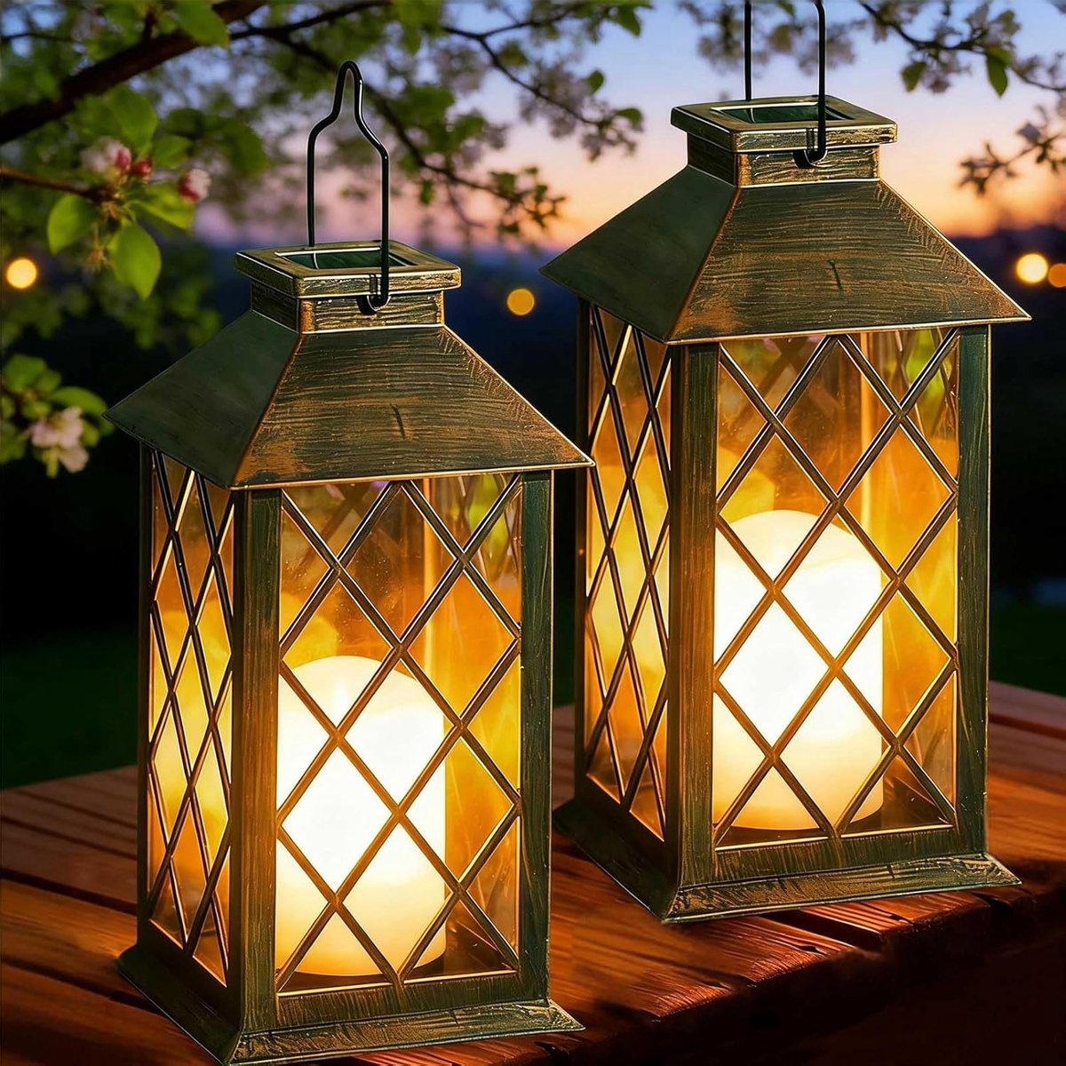Zonnelantaarns Tuin - Buitenlampen Set - Sfeerverlichting Tuin - Flikkerend Vlam Effect - 