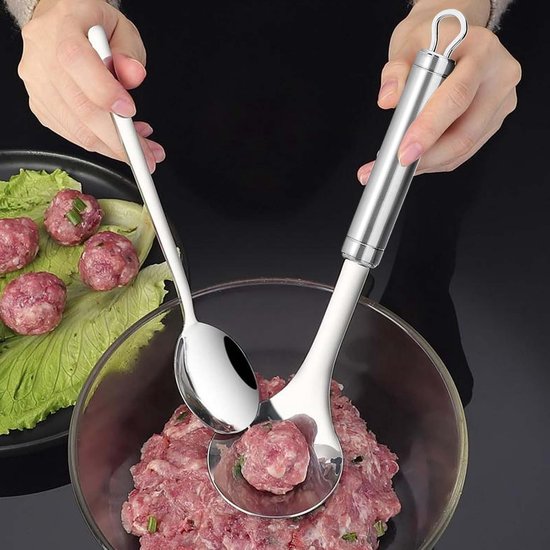 Gehaktbal Maker Tool - 24 x 6,2 cm Roestvrij Staal Non-Stick, Gehaktballen Shaperr met gaten, Shaper Mold voor Dineren Koken - Gebruik Op schaal Rundvlees Kip Varkensvlees Vis Vegetarisch van Merkloos — afbeelding 2