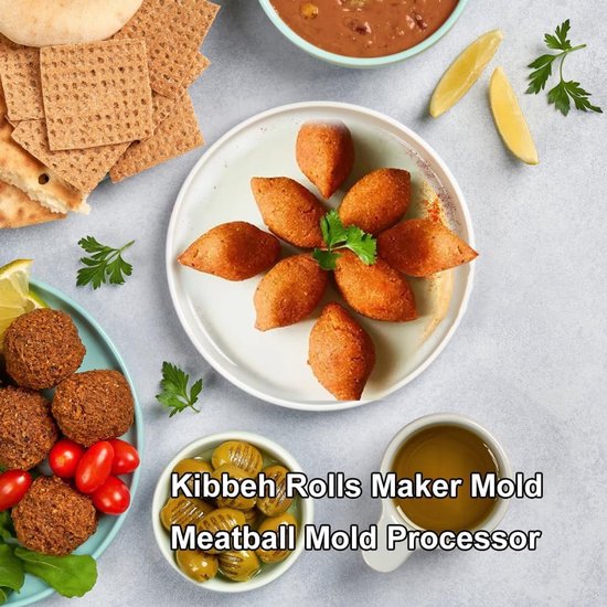 Gehaktbal Processor DIY Kibbeh Rolls Maker Mould Handleiding Gehaktbrood Maker Press Tool DIY 9 Grids Zelfgemaakte Vlees Maker (Transparant) — afbeelding 2
