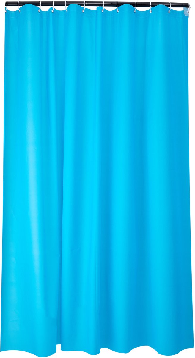 Effen douchegordijn - Waterdicht PEVA douchegordijn - Inclusief haken - Schimmelwerende douchegordijnvoering -Blauw, breedte 150 × hoogte 180 cm