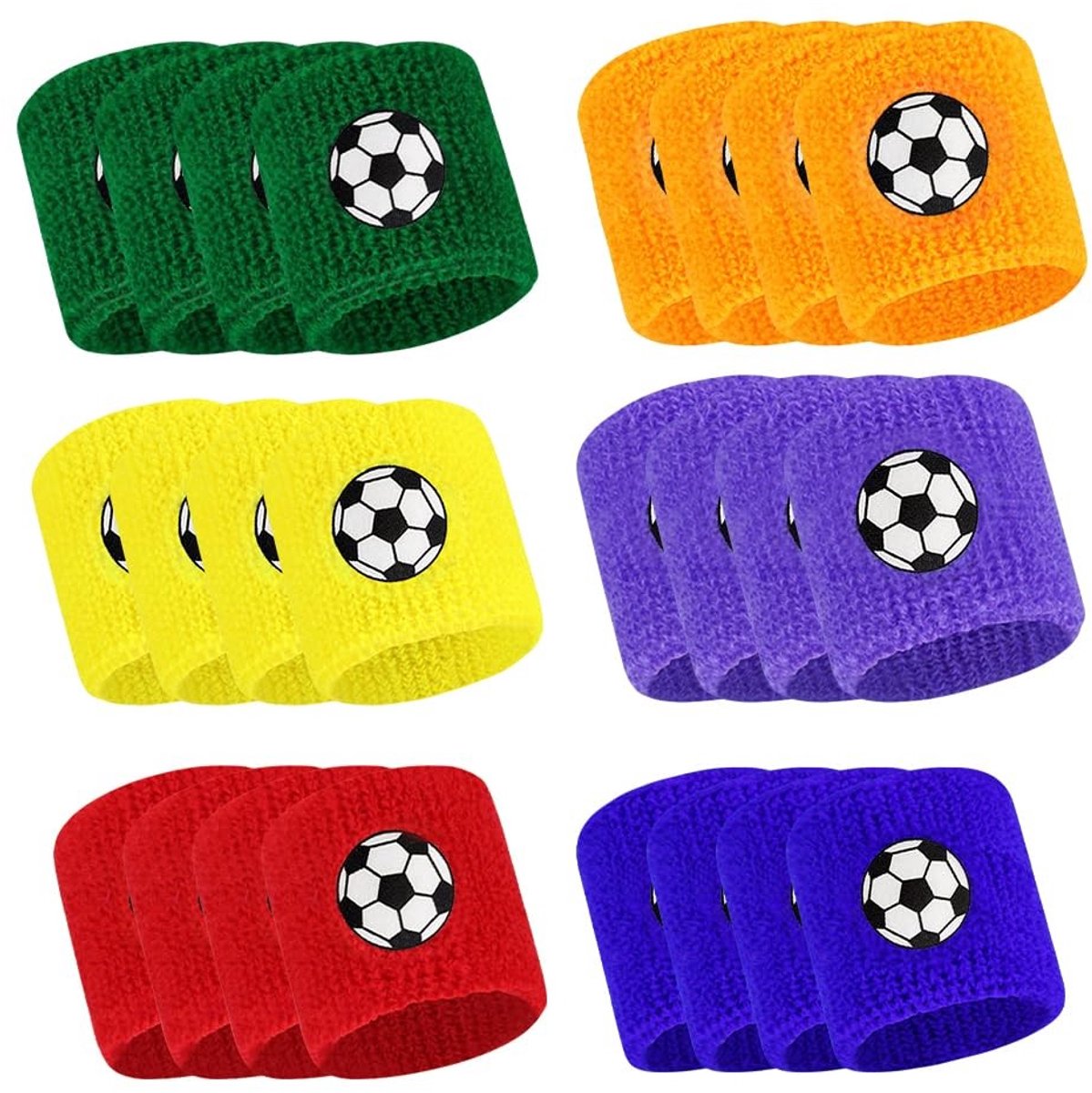 Dailygoods- Polsbanden 24 Stuks - Zweetabsorberend - Ademend - Kleurrijk - Polsbescherming - Ideaal voor Kinderen - Sportband