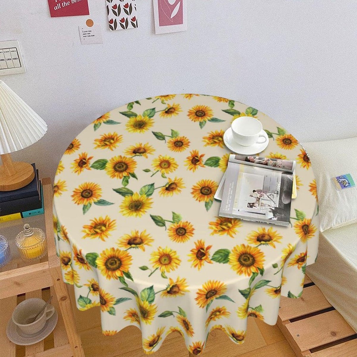 Dailygoods- Tafelkleed Waterdicht - Tafelkleed Rond 150 cm - Zonnebloem - Tafeldecoratie - Meubelaccessoires - Polyestervezel