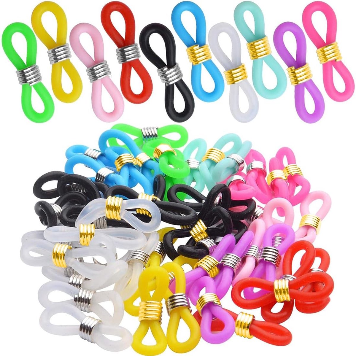 Dailygoods- Brillenkapjes 60 Stuks - Antislip/Verstelbaar - Rubber/Siliconen - Flexibel - Geschikt voor Zonnebrillen - Hoogwaardig Materiaal - Brilaccessoires