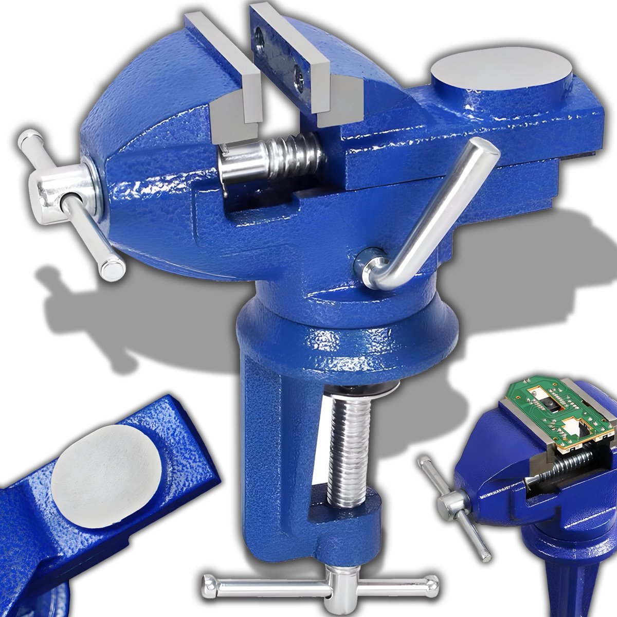 Dailygoods- Tafelvice 50mm - Draai-/schroefvise - Klemkoppen - Gietijzer - Eenvoudige installatie - Robuust en betrouwbaar - Werkbankvice