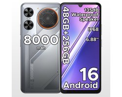 Robuuste smartphone - DOOGEE M30 - Telefoon 2026 - 6,88" 120Hz - 48GB RAM - 256GB ROM - 8000 mAh - Android 16 - IP68 waterdicht - 135dB spreker - GPS,NFC,OTG,FM - Zilver