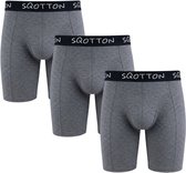 Boxershort - Extra lange pijp - 3-Pack SQOTTON® - DonkerGrijs - Maat XL