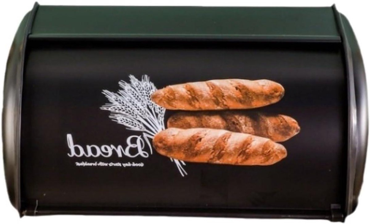 Broodtrommel Metaal Broodbak Keuken Brood Vers Houden Grote Capaciteit 34x23.5x15cm Zwart