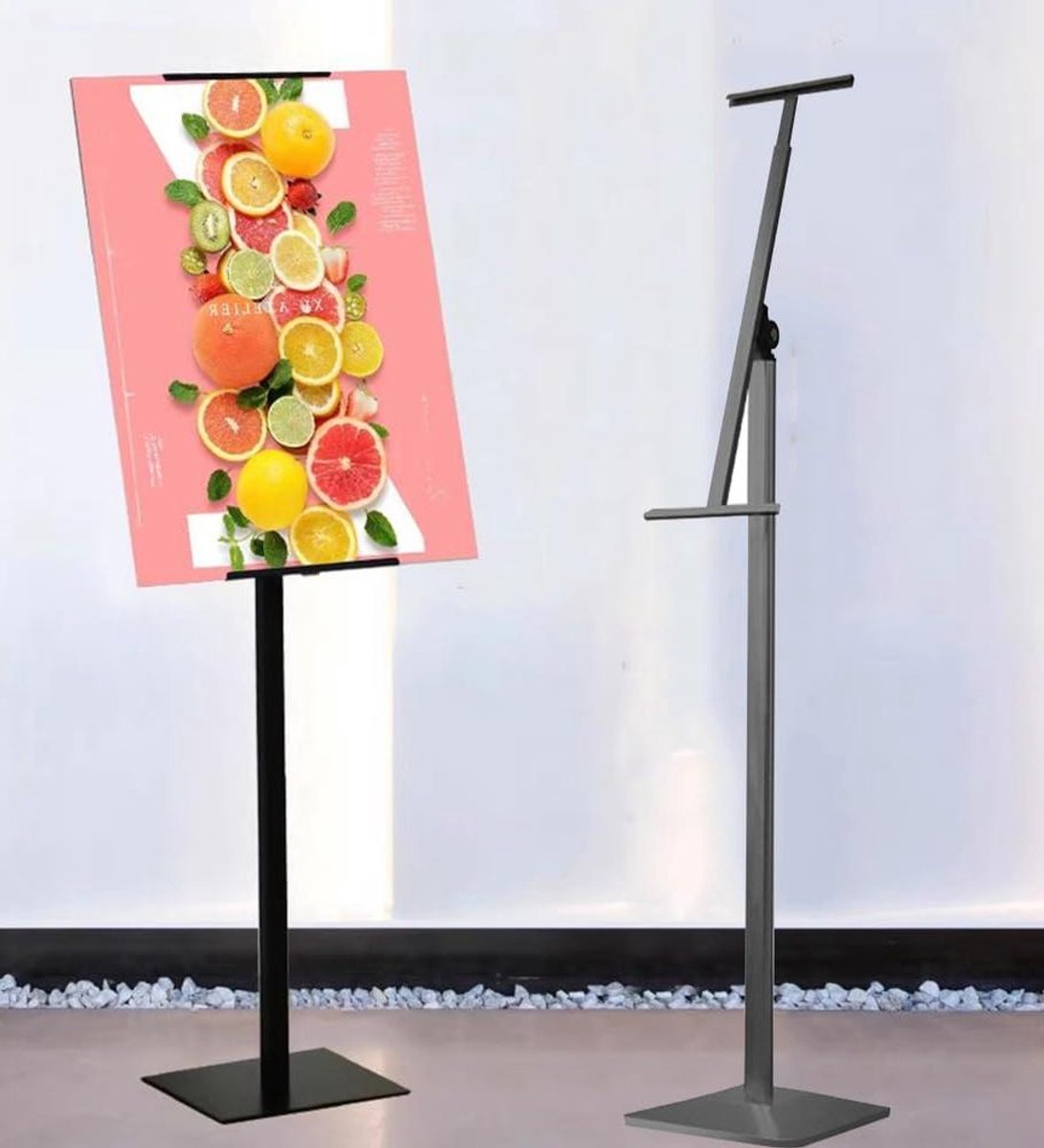 Reclamebord Standaard - Poster Houder - Buiten Presenteren - Verstelbare Hoogte - 58-104cm - Zwart