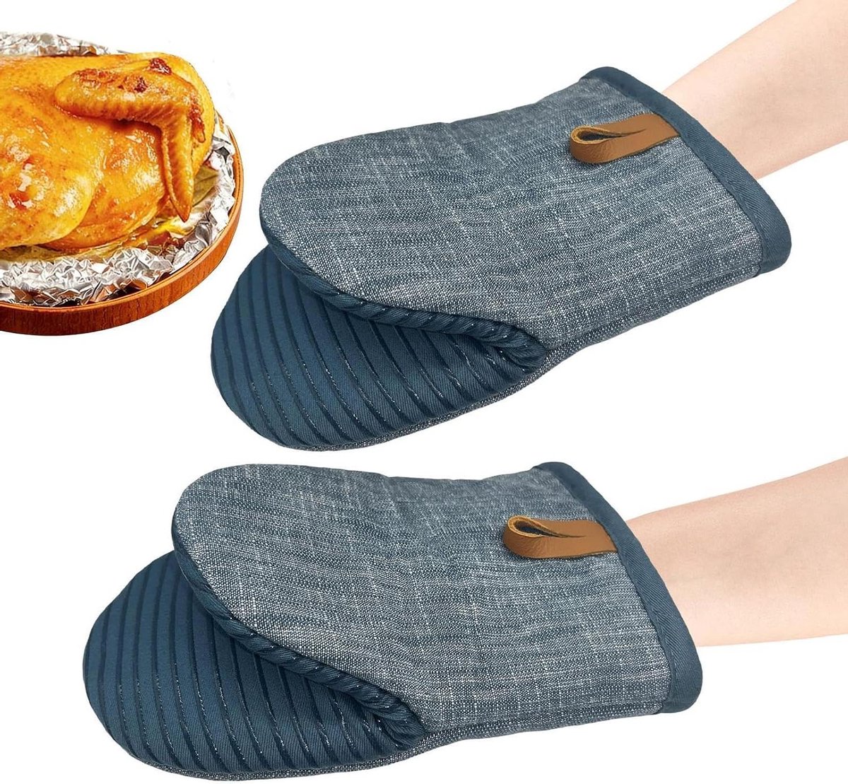 Kleine Ovenwanten - Mini Kookhandschoenen - Hitte Beschermen - Antislip Siliconen - 2 Stuks - Blauw