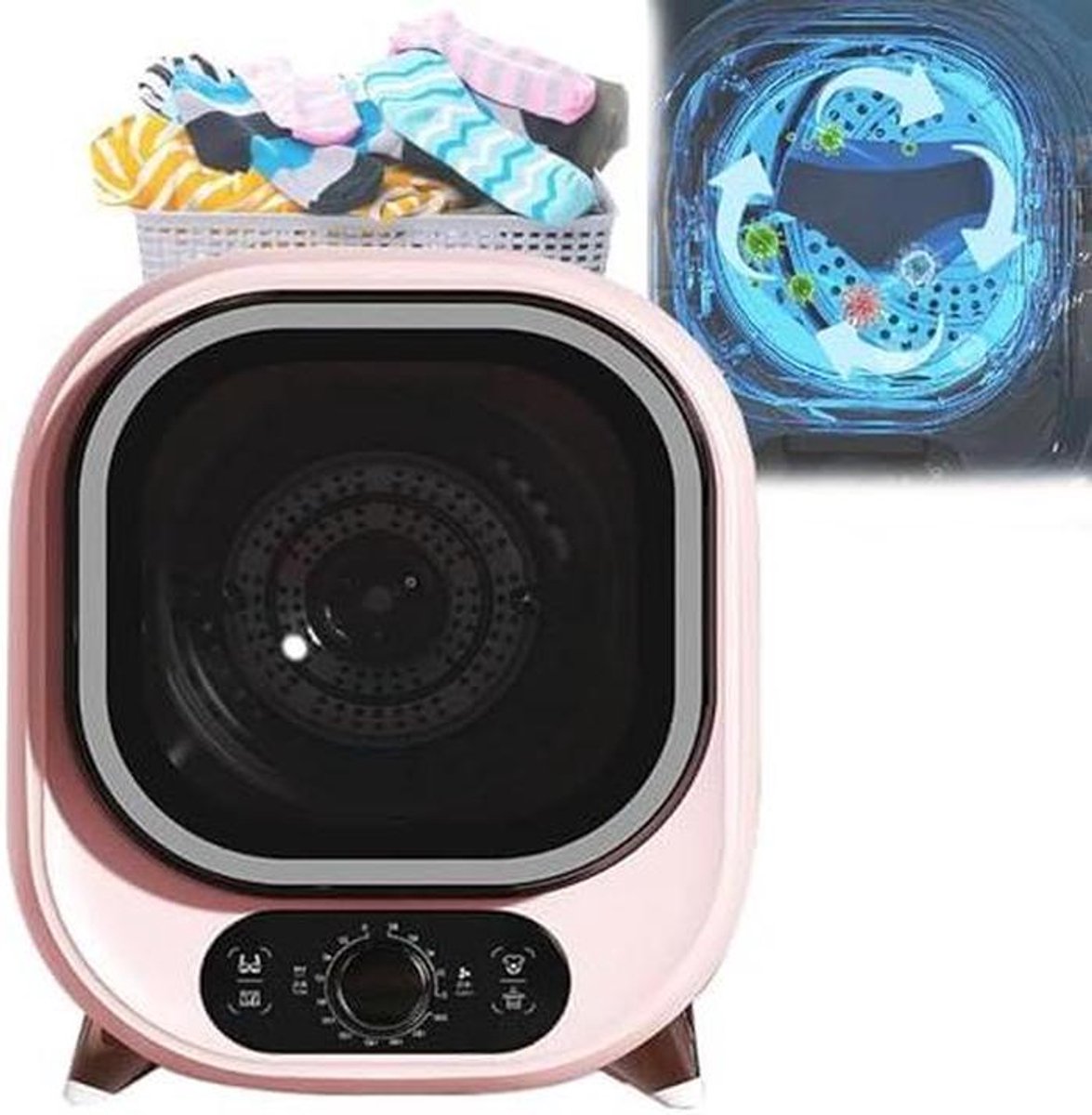 Mini-wasdroger met een inhoud van 18 liter 450 W tafeldroger 2 droogmodi uitschakeling van blauw licht stille werking voor thuis en slaapzaal