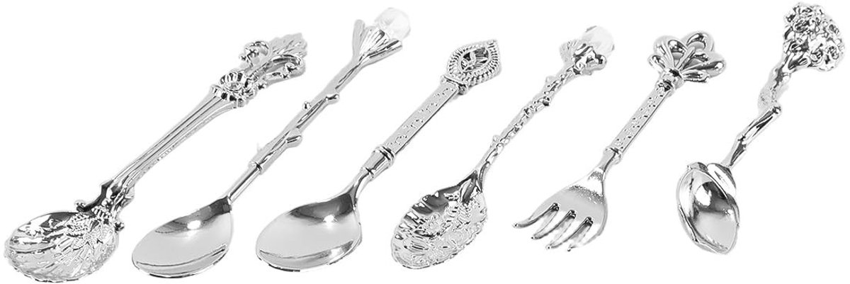 Dailygoods- Koffielepels Set van 6 - Vintage Theevork Set - Zinklegering - Roestbestendig - Elegant Design - Geschikt voor Koffie/Thee/Dessert - Servies