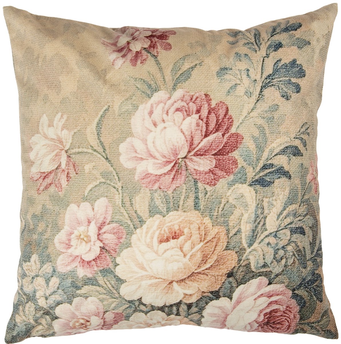 Clayre & Eef Sierkussen Beige Synthetisch Bloemen
