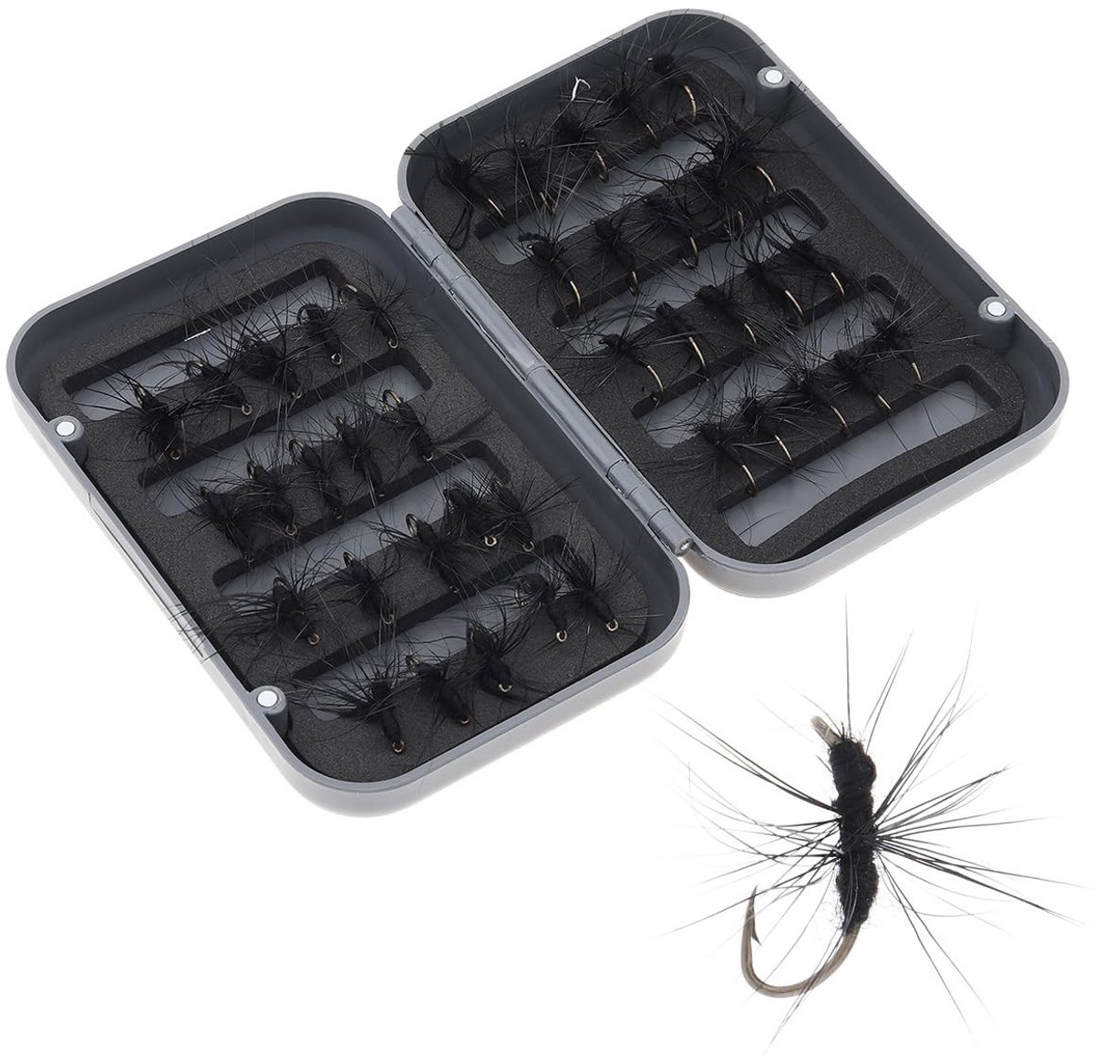 Dailygoods- Vliegvissen Kunstaas 40 Stuks - Handgemaakt Aas - Waterdichte Box - Hoge Hardheid - Sterke Toughness - Levendige Veren - Vliegvisaas