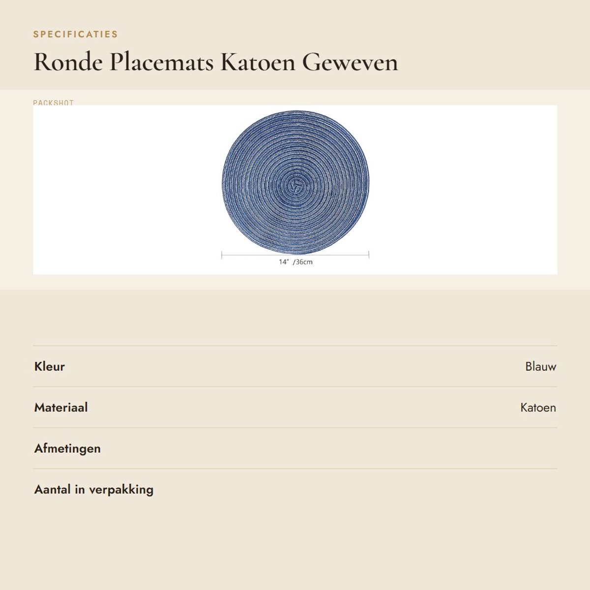 Dailygoods- Placemats Set van 4 - Ronde Placemats 14,2 Inch - Hittebestendig - Antislip - Wasbaar - Perfect voor Feesten - Tafelmat