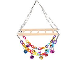 Dailygoods- Vogelschommelspeelgoed met bellen - Papegaaien Speelgoed - Klimspeelgoed - Hangende Brug - Geschikt voor Kleine Vogels - Eenvoudig te Installeren
