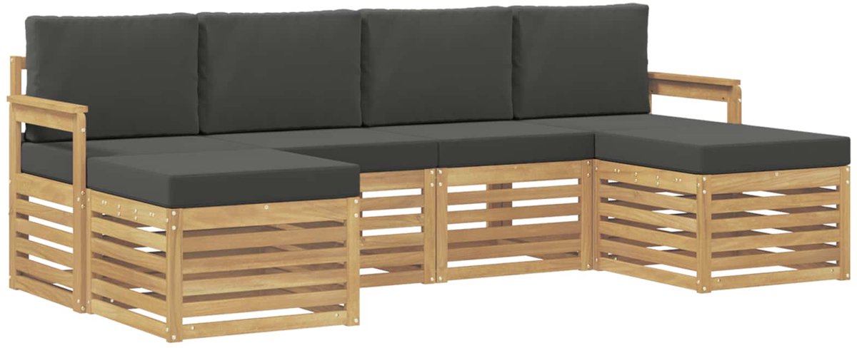 vidaXL Buiten - bank - set - 6 - st - 6-zits - Wit - en - antracietkleurig - Polyester Wit en antracietkleurig
