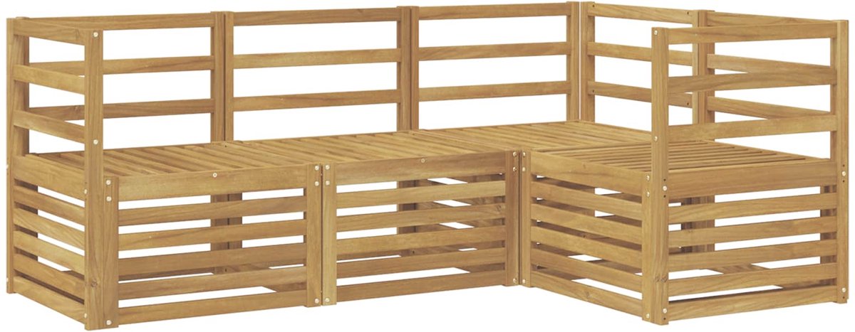 vidaXL Buiten - bank - set - 4 - st - 4-zits - Wit - Massief - Acacia - Hout