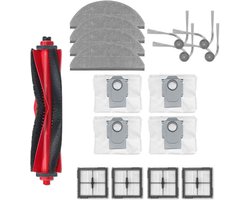 17 stuks Accessoireset onderdelen - compatibel met de Roborock Q10V/ Q10 PF/ Q10 V+/ Q10 P+/ Q10 VF/ VF+/ P/ PF+ robotstofzuiger - De set bevat 1 hoofdborstel, 4 dweildoeken, 4 HEPA-filters, 4 zijborstels en 4 stofzakken