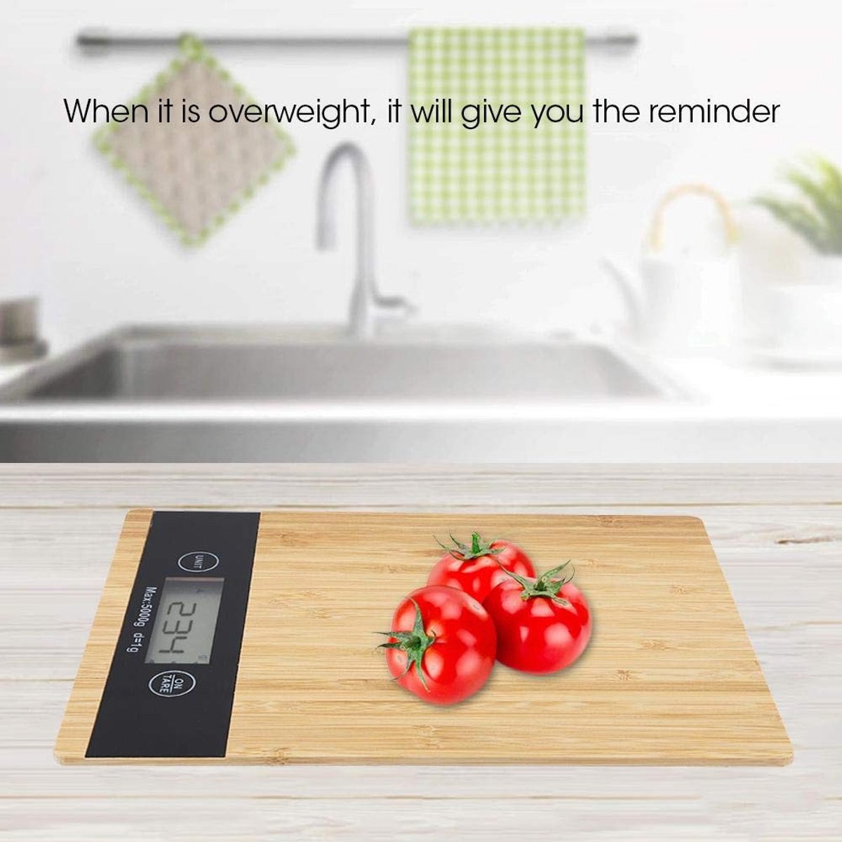 Dailygoods- Keukenweegschaal Hoge Precisie - Digitale Keukenweegschaal - Bamboo Platform - Eenvoudig te Reinigen - LCD Scherm - Veilig en Gezond - Digitale Weegschaal
