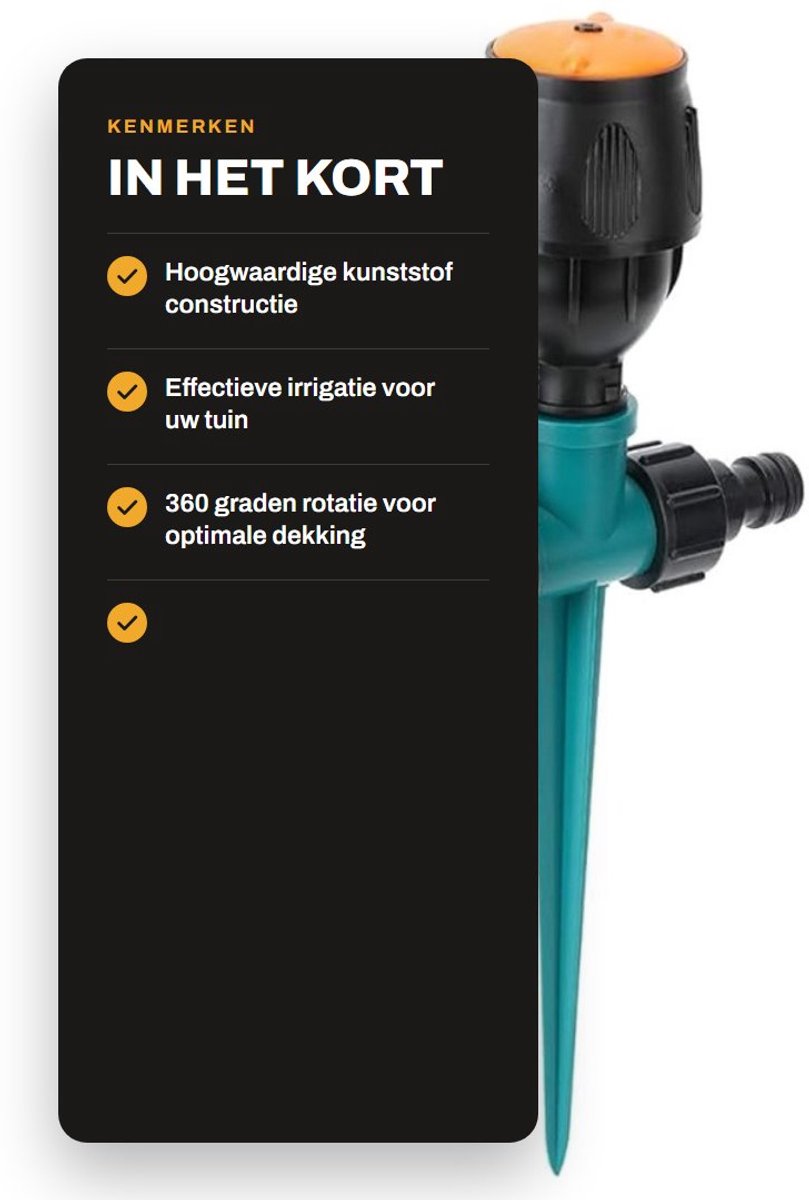 Dailygoods- Tuinsproeier 360 Graden Roterend - Irrigatie voor Gazon - Tuinbesproeiing - Koeling Buitenshuis - Hoogwaardige Kunststof - Effectieve Controle - Sproeier