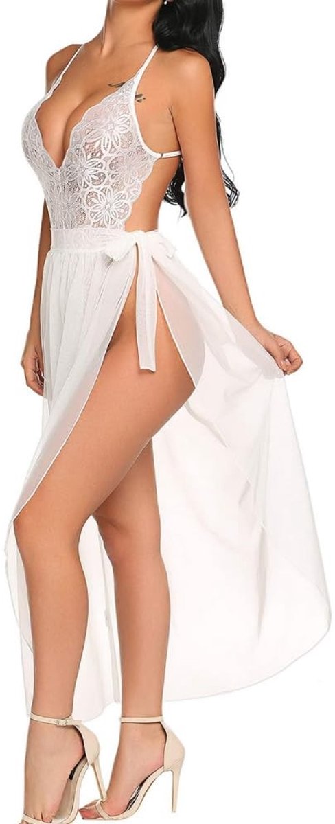 Dailygoods- Dessousset 2-delig - Babydoll/Kant - Transparant - Sexy Lingerie - Open Tanga - Ademend Comfort