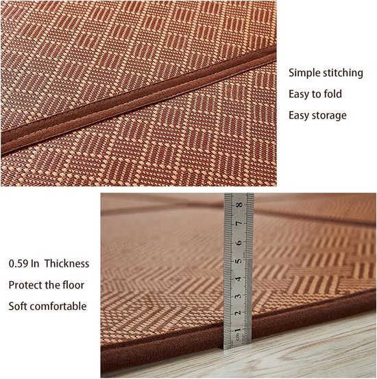 Japanse futon matras - Vloermat rotan - Zomerse koelte - Ademend en antislip - 120 x 240 cm - Natuurlijk — afbeelding 4