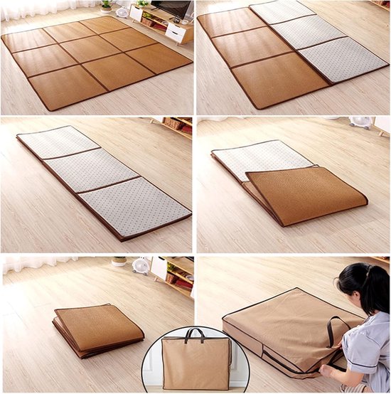 Japanse futon matras - Vloermat rotan - Zomerse koelte - Ademend en antislip - 120 x 240 cm - Natuurlijk — afbeelding 5
