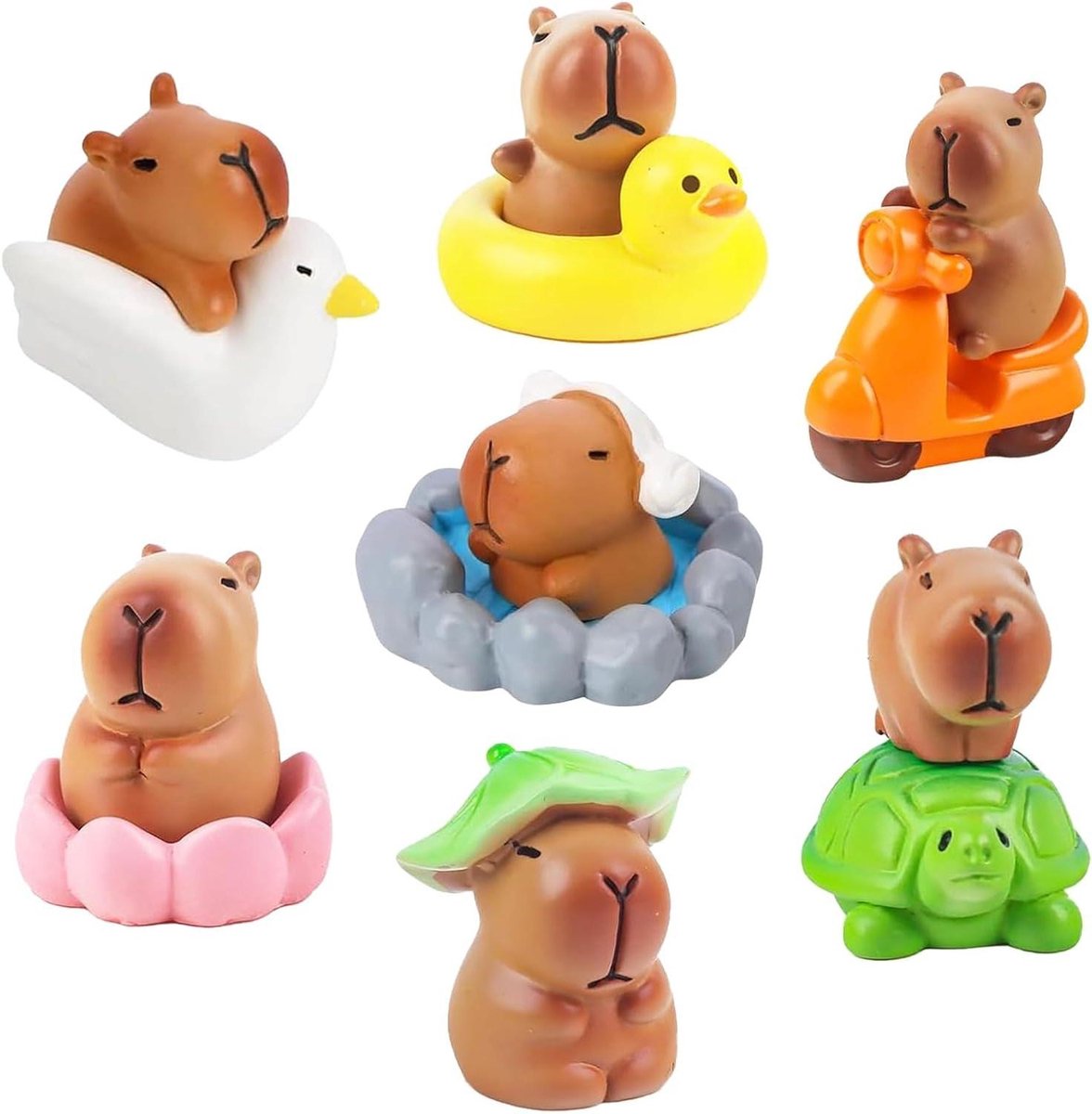 Mini Capybara Beeldjes - Water Varken Miniatuur - Miniatuur Landschap Decoratie - Set van 12 Stuks - 2-5 cm - Bruin