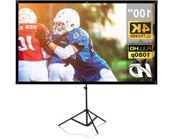 Projector Screen, Projector Screen with Stand 100" Portable Projection Screen 16:9 4K HD Projection Screen for Indoor Outdoor Home Theater Backyard Cinema Travel..