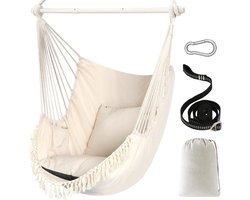Chihee Hanging chairs, hammock, hammock, max. 500 kg, 2 cushions, including steel spreader bar with non-slip grooves, portable, side pocket, large bohemian chair