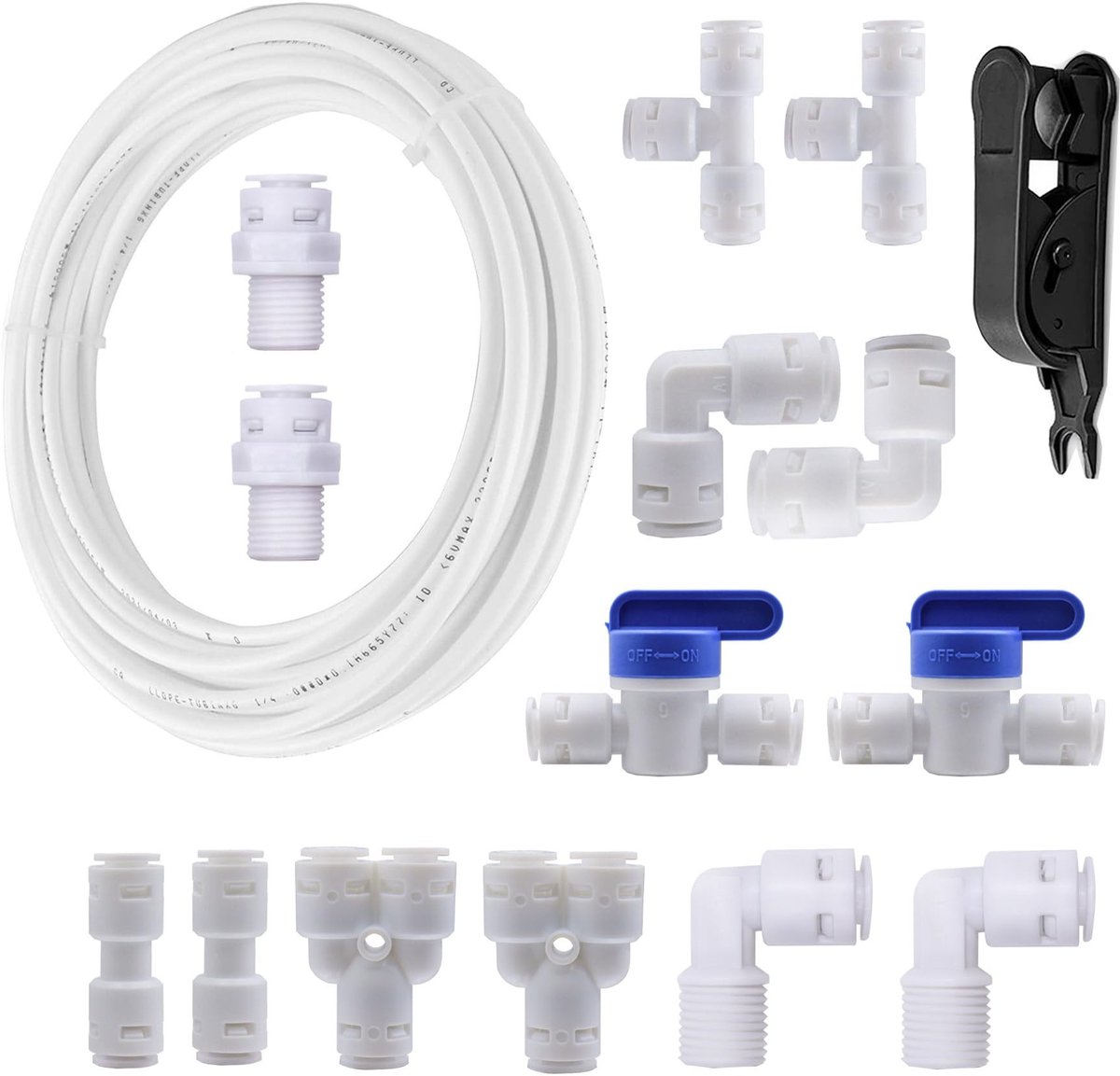 Dailygoods- Aansluitset 10 Meter - 14 Stuks Waterfilterfitting - 3/8 Inch Slang - Push-Fit Technologie - Voedselveilige Materialen - Lekvrij en Herbruikbaar - Wateraansluitset