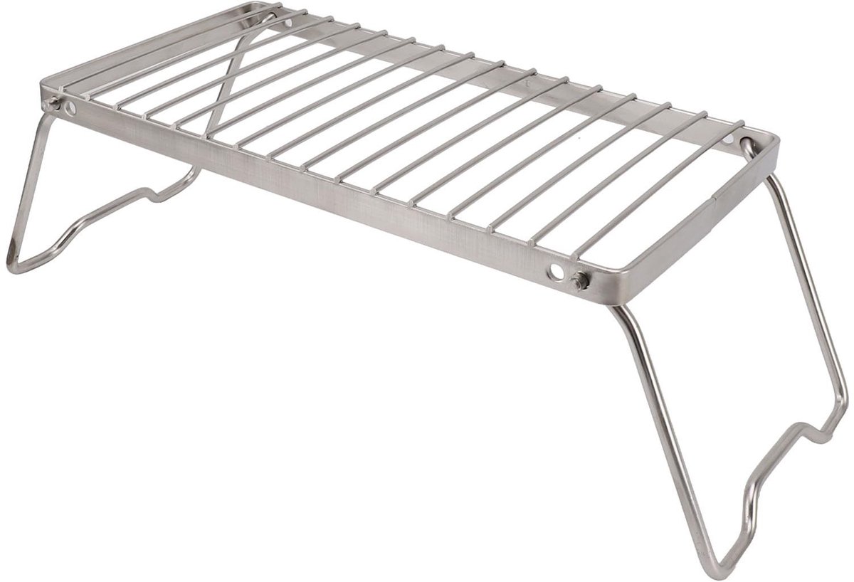 Dailygoods- Kampvuurgrill Roestvrij Staal - Inklapbaar - Verstelbare Hoogte - Draagbaar - Grillrooster - Afvoerfunctie - Barbecue
