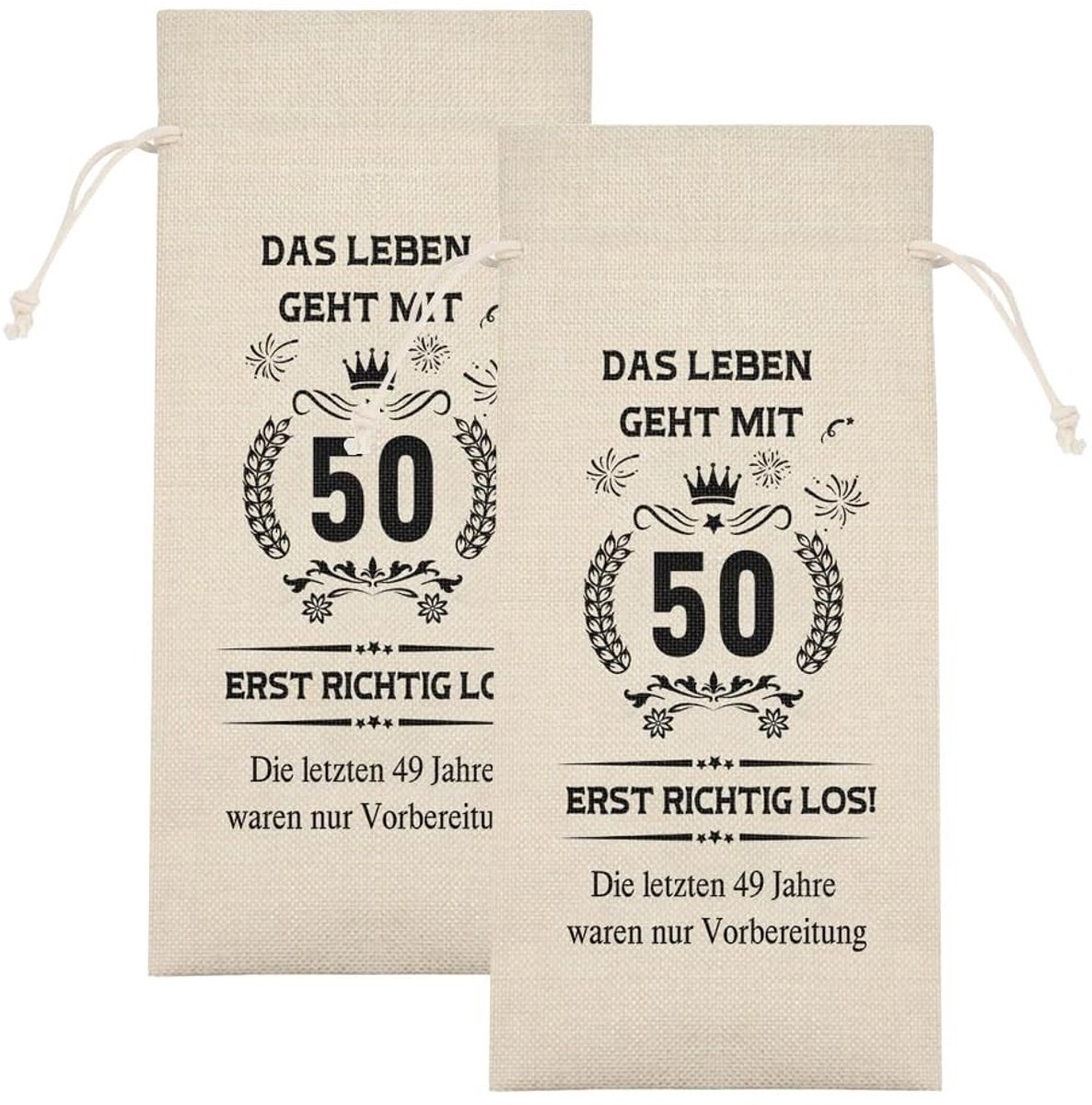 Dailygoods- Cadeautas met trekkoord - Jute - 2 x Champagnefles - Stevig - Duurzaam - Rustiek en natuurlijk gevoel - Fleshouder