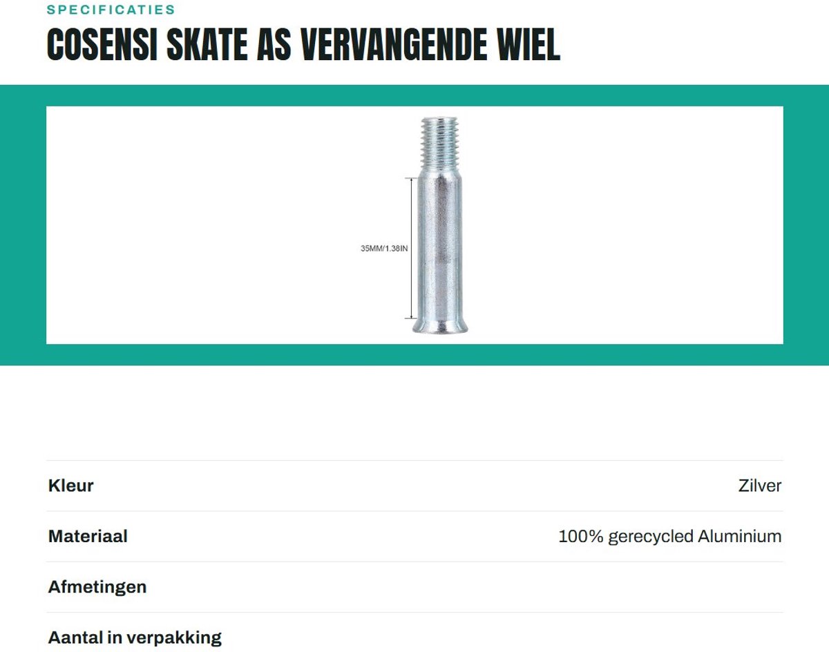 Dailygoods- Schroefbout 15 Stuks - Skate As - Inline Skating - Vervanging - 35mm - Sportuitrusting