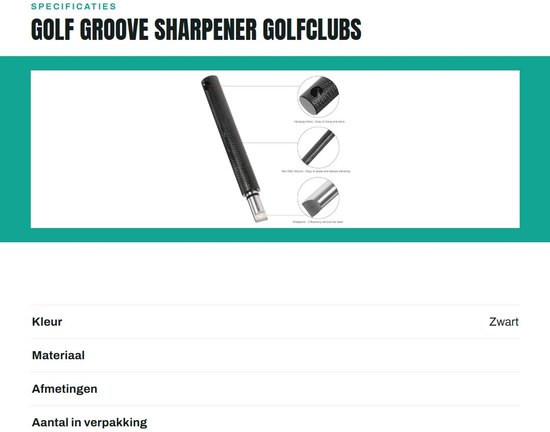 Dailygoods - Golf Groove Sharpener - Golfclubs Groefslijper - Verbeter je Backspin - Zwart - Golfclub Groefreiniger - Efficiënt en Duurzaam - Geschikt van Dailygoods — afbeelding 3