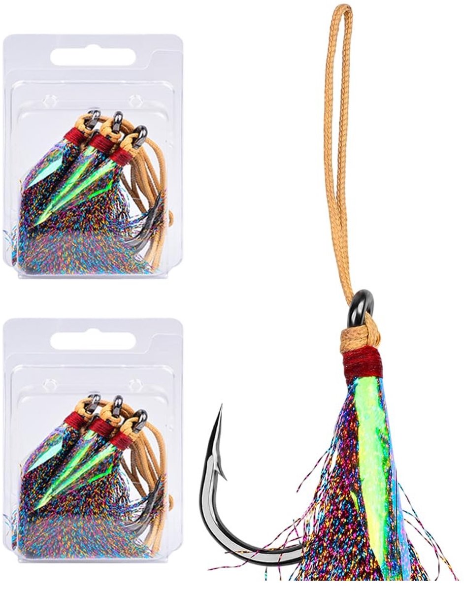 Dailygoods- Vishaken Bucktail Teaser - 2 Stuks - Prikkeldraad Ontwerp - Hoog Koolstofstaal - Voor Boot/Shore Trolling - Dynamisch Aas - Visaccessoires
