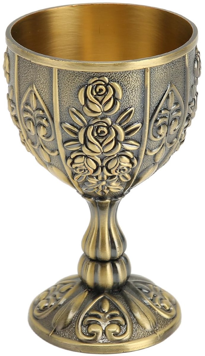 Dailygoods- Wijnbeker Vintage Stijl - Metalen Wijnbeker - Reliëf Bloempatroon - Duurzaam Zinklegering - Decoratie - Geschikt voor Geschenken - Wijnglas