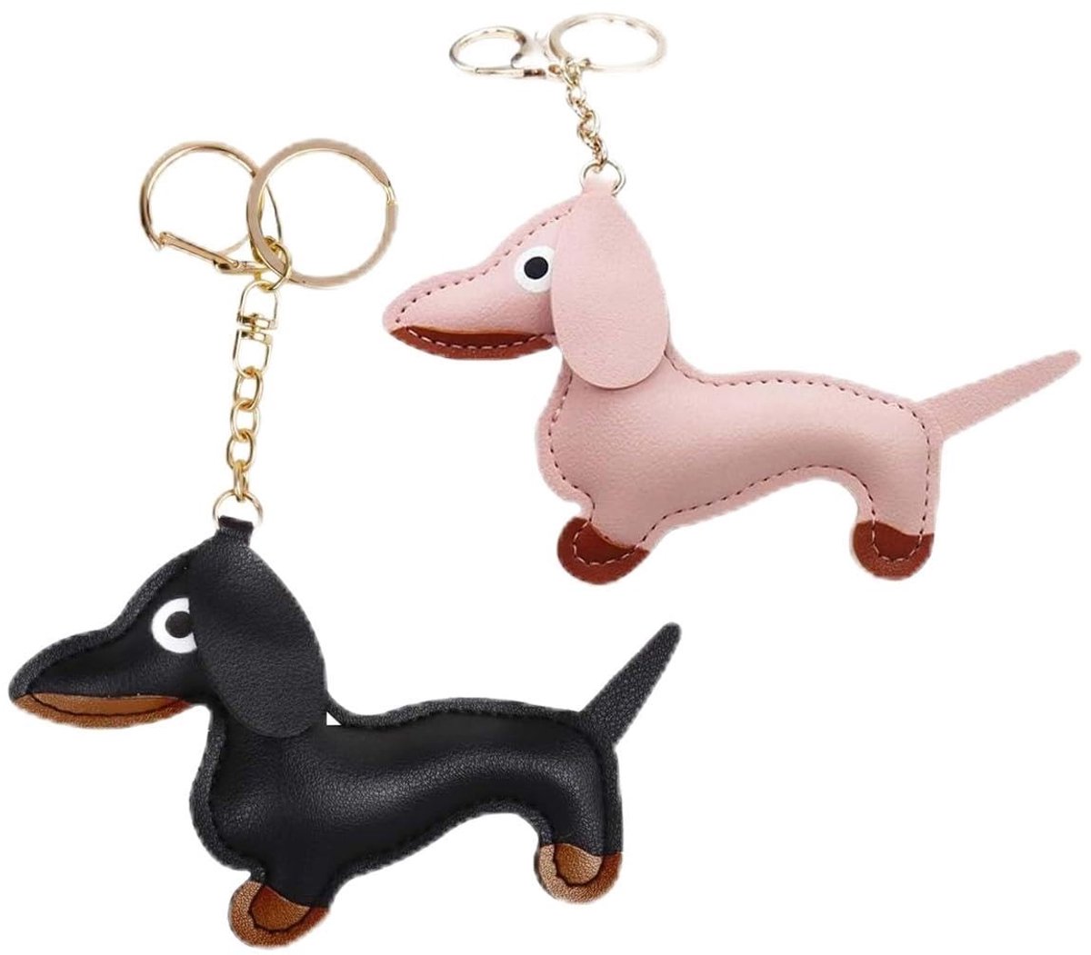 Dailygoods- Teckel Sleutelhanger Gepersonaliseerd - Sleutelhanger Leer - Schattige Hond - Sleutellabels - Huisdier Geschenken - Unieke Vorm